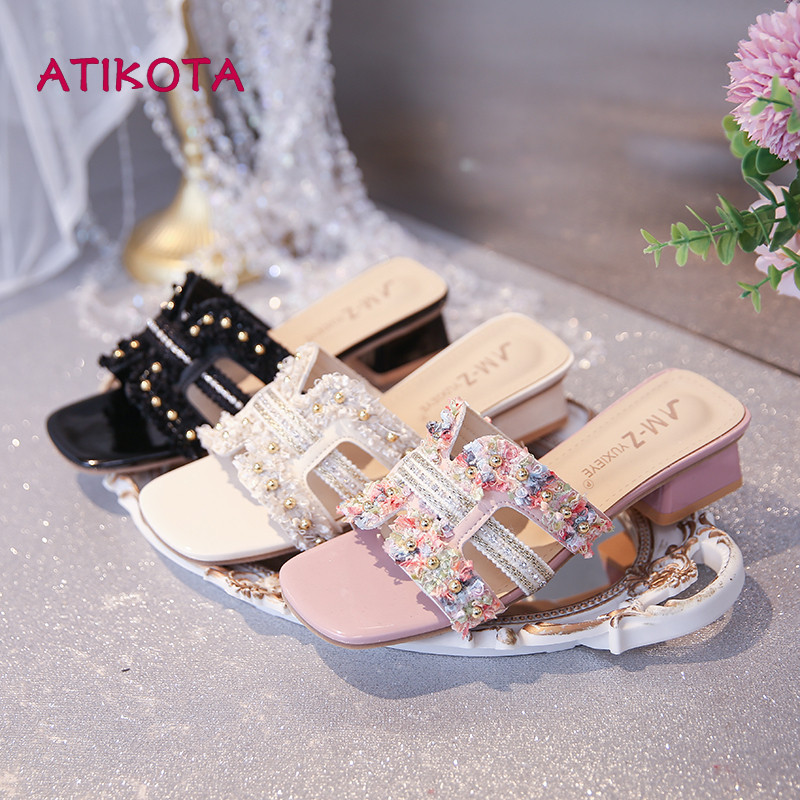 Atikota Thời Trang Nữ Xăng đan Thoải Mái Mềm Mại Thường Ngày Nhỏ Thơm Phong Cách Dép Ngoài Trời Sinh Viên Du Lịch Đi Biển Dép