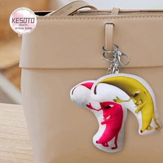 Móc khóa chuối ngộ nghĩnh với âm nhạc Thủ công Đồ chơi nhồi bông Túi treo Mặt dây chuyền