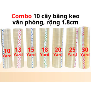  SKU430 - Combo 10 cây băng keo trong văn phòng loại nhỏ 1 cây 10 cuộn rộng 1.8cm 10yard-13yard-15yard-18yard-50yard 