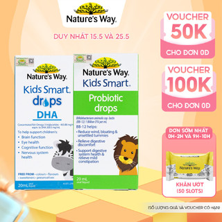 Combo 2 Siro Uống Nature's Way Kids Smart Drops Probiotic Và Drops DHA Bổ Sung Dưỡng Chất Cho Bé