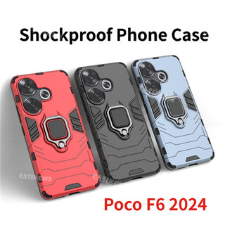 Poco F6 2024 Vỏ giáp cứng Vỏ chống sốc Vỏ điện thoại Vỏ nhẫn từ tính cho PocoF6 Poco F6 6F F 6 Pro F6Pro 4G 5G Vỏ điện thoại có giá đỡ nhẫn