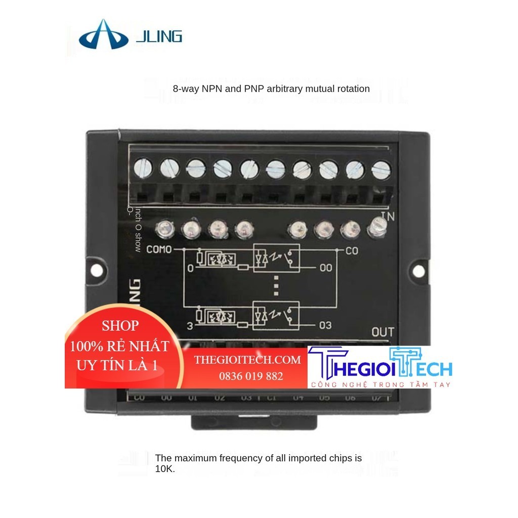 Chuyển đổi tín hiệu JlingTrực Tiếp 8 Kênh Tín Hiệu NPN Và PNP Tùy Ý Lẫn Nhau Chuyển Đổi Mức DG04 Điện Áp Rộng 10-28V