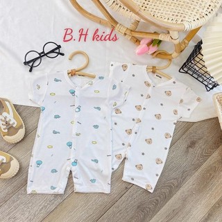 Bộ quần áo thun lạnh body mềm mát, họa tiết cho bé trai, bé gái size 3-8kg