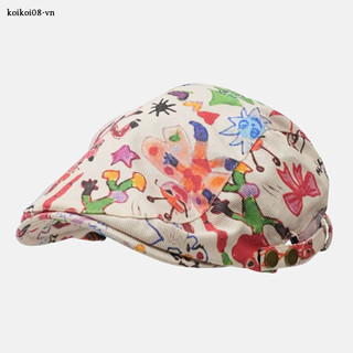 Prowow MG STUDIO / Graffiti Mũ Chuyển Đổi Newsboy Beret Retro Trẻ Em Ngộ nghĩnh Mũ Niche Ngược Mũ