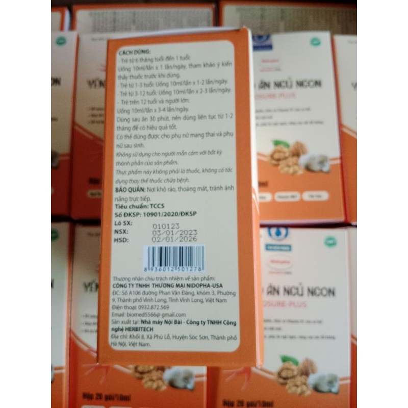 [Hộp 20 gói/10ml]Siro Yến sào Ăn Ngủ Ngon Nidosure Plus⚡Bồi bổ sức khoẻ ⚡cho người lớn và trẻ em