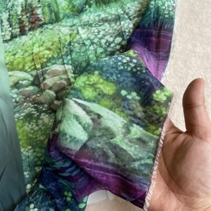 Vải Chiffon Họa Tiết Khúc 80cm - Co Giãn Nhẹ, Mỏng, Khổ 1m46 - May Áo Kiểu, Đầm, Khăn Choàng, Tập Ma