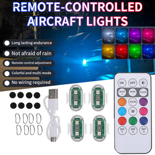 7 màu Điều khiển từ xa RGB LED Máy bay nhấp nháy Đèn xe máy LED Vị trí đèn Flash Đèn không dây Máy bay trực thăng Đèn cảnh báo không dây