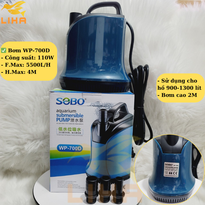 Máy Bơm Chìm Hút Đáy 360 Độ Sobo WP-700D - Bơm Hút Cặn Đáy Cho Bể Cá