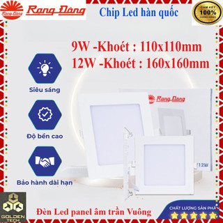   Chính hãng  Đèn Led Panel âm trần siêu mỏng Vuông Rạng Đông -Công Suất 9W 12W -Lỗ khoét 110x100mm 160x160mm Model PN04 