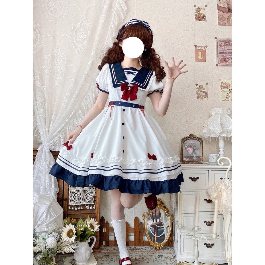 Ăn cá JK [Star Sea] Đầm Lolita cổ thủy thủ Xuân Hè