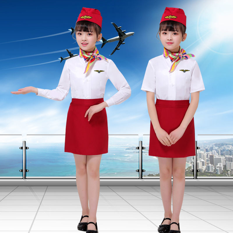 🍒 Chỗ 🍒 Quần Áo Trẻ Em Múa Trang Phục Quần Áo Cho Bé Gái 3 Đến 14 Tuổi Đồng Phục Tiếp Viên Hàng Khôn