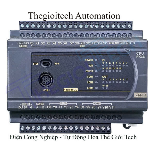 Board mạch PLC ES FX3U 24MT 14 input 10 output transistor - RS232/RS485, hỗ trợ analog, xung tốc độ 