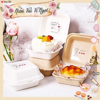 50 HỘP ~ Hộp Bã Mía Vuông Đựng Bánh & Hamburger, Hộp Bento