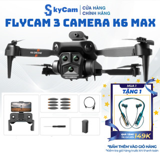 Flycam Mini K6 Max Drone Pro Máy Bay Điều Khiển Từ Xa Camera 3 Chiều Góc Rộng Nhào Lộn 360 Độ Bảo Hành 12 Tháng