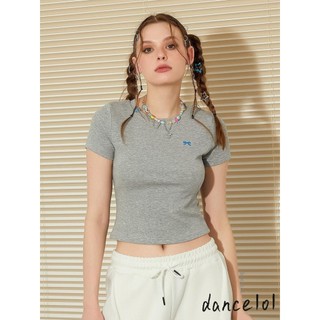 Dance1o1-áo thun thêu nơ dễ thương dành cho nữ