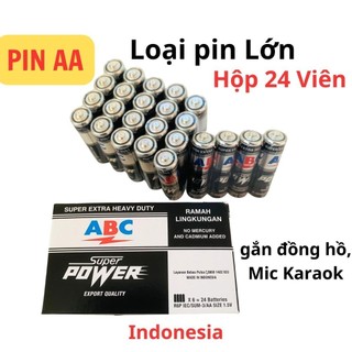 Hộp 24 viên pin aa abc super power 1.5v made in inodonesia, pin 2a hộp 24 viên - gia dụng chú thoòng