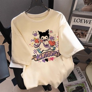 Hoạt Hình Dễ Thương Kuromi In Hình Áo Thun Nữ Tay Ngắn Thường Ngày Mùa Hè Độc Đáo Cổ Tròn Cặp Đôi Top