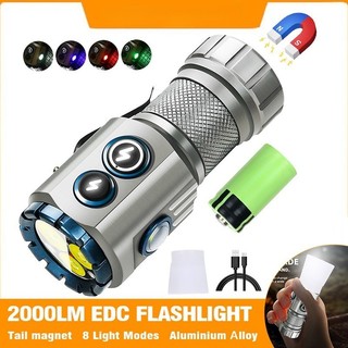 Đèn pin LED Mini 2000LM USB có thể sạc lại Đèn pin móc khóa có nam châm Đèn lồng cắm trại ngoài trời