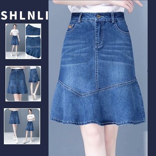 Váy denim nữ chiều dài vừa xuân hè váy đuôi cá cao cấp
