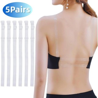 5 Cặp Đàn Hồi Cao Thời Trang Sọc Trong Suốt Áo Ngực Quần Lót Dây Đeo Nút Có Thể Điều Chỉnh Vô Hình Trong Suốt Dây Đeo Vai