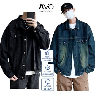Áo Khoác jean nam nữ Unisex, áo khoác bò form rộng màu Xanh Đen xám trắng size - Avocado đẹp