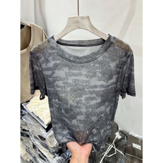 Milyfashion Cổ Tròn In Chữ Co Giãn Ánh Sáng Lưới Ngắn Tay Áo Thun Nữ Mùa Hè 2024 Phong Cách Mới Chống Nắng Hàng Đầu Độc Đáo