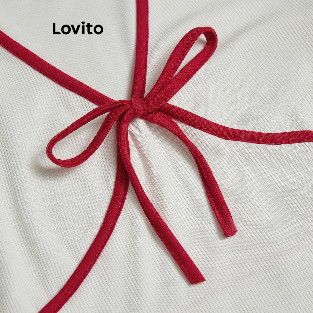 Áo thun Lovito phối viền tương phản ôm vừa phải thường ngày cho nữ L80ED119(Nhiều màu) | BigBuy360 - bigbuy360.vn