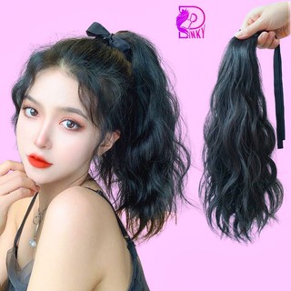 Tóc giả cột đuôi ngựa xoăn xù, Tóc đuôi ngựa xoăn hippie dài 35cm dành cho nữ