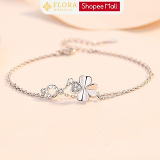 Flora jewelry - vòng tay, lắc tay nữ bạc 925 hình cỏ bốn lá may mắn dành cho nữ