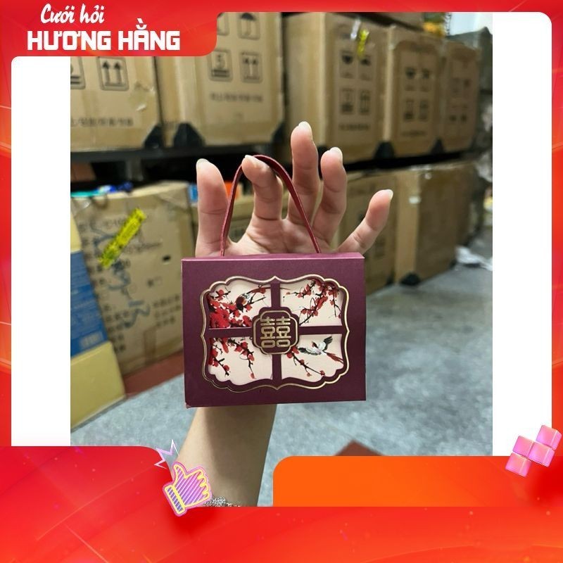 combo 100vỏ hộp vuông quai xách đỏ đô M85