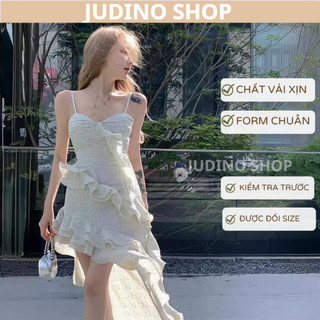 Đầm 2 dây Váy Liền Bèo Nhún HOT GIRL Ngọt Ngào Váy Hoa Mùa Hè Tiên Nữ dài Đi Biển CHẤT LIỆU CAO CẤP JUDINO