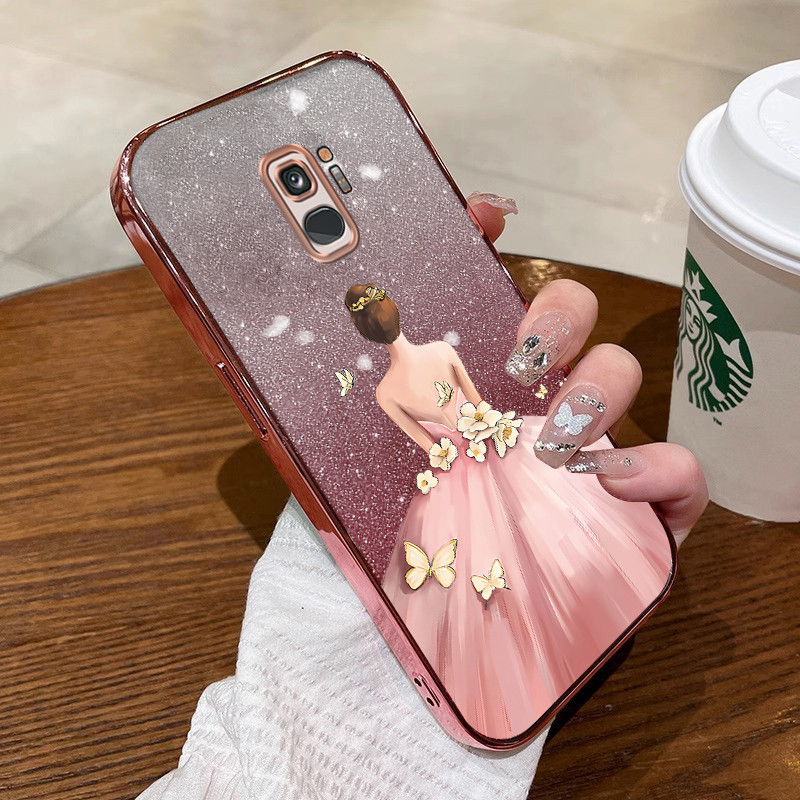 ốp lưng samsung s9 plus samsung s9 Vỏ điện thoại samsung s9 plus samsung s9 có viền vàng mềm bóng tr