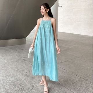 JOVEN Đầm Maxi Shimmer Organza Cổ Yếm Nhún Nhẹ Nhàng Nữ Tính