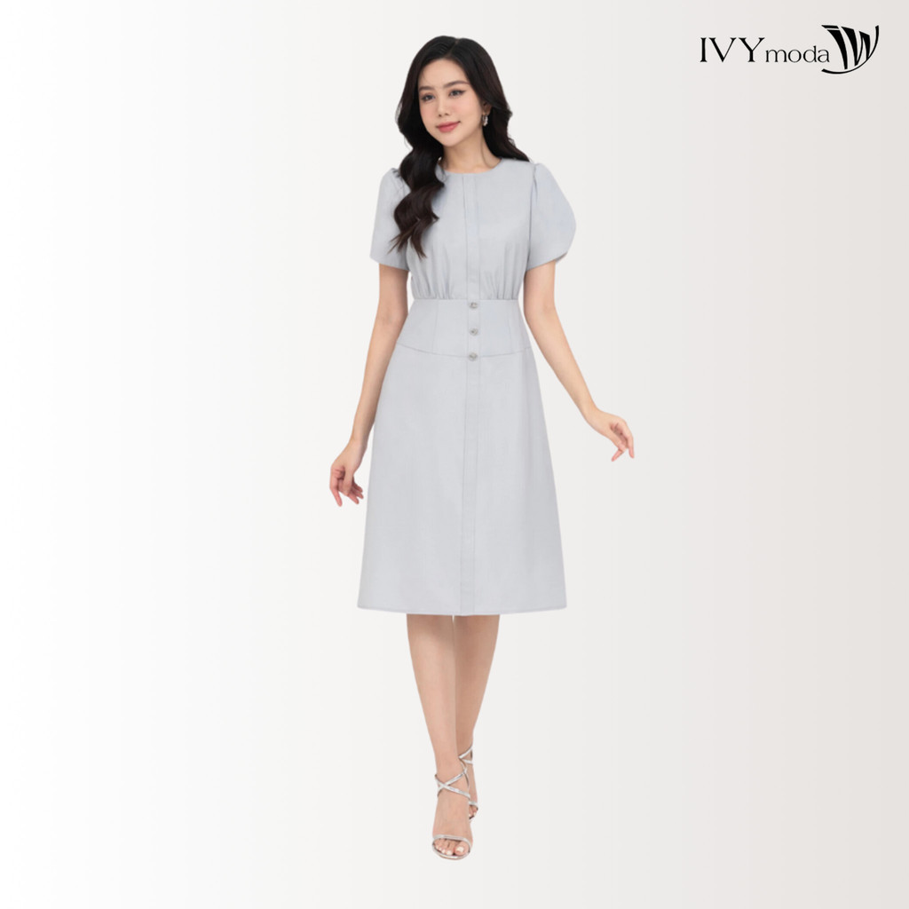 Grace Dress - Đầm công sơ tay xếp nữ IVY moda MS 48M8751