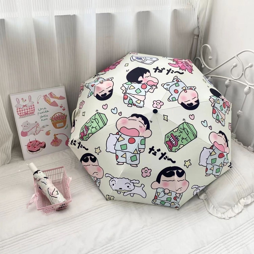Crayon Shin-Chan Tự Động Crayon Shin-Chan Ô Mưa Hoặc Mưa Vinyl Gấp Ô Chống Nắng Chống Nắng Chống @ -