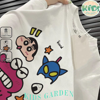Áo thun nữ cổ tròn màu trắng họa tiết Crayon Shin-chan mới đa năng 100% cotton