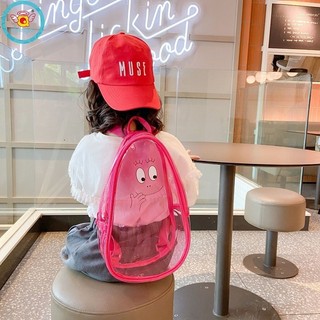 Iq Angel ins ba lô hoạt hình trẻ em Barbapapa dễ thương tập đi bé trai và bé gái nhựa trong suốt thạch túi đi học