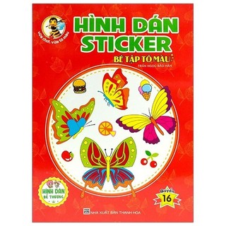 Sách - hình dán sticker - bé tập tô màu