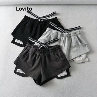 Lovito Quần short thể thao cắt trơn kiểu dáng thể thao cho nữ LNL57192