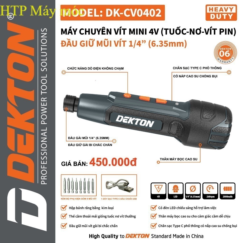 Máy siết vít 4V Dekton (dò điện âm tường, đèn pi.m) DK-CV0401 / DK-CV0402 HPT máy móc  rẻ