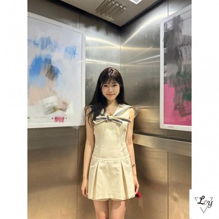 Size Lớn Giữa Chiều Dài Một Mảnh Đầm Hàn Quốc y2k Phong Cách Thiên Niên Kỷ Hot Girl Phong Cách Hàn Quốc Preppy Phong Cách Nữ Tính Màu Sắc Tương Phản Đầm Cổ Hải Quân Mùa Hè Phong Cách Mới Niche Eo Eo Ôm Hơn Váy Ngắn