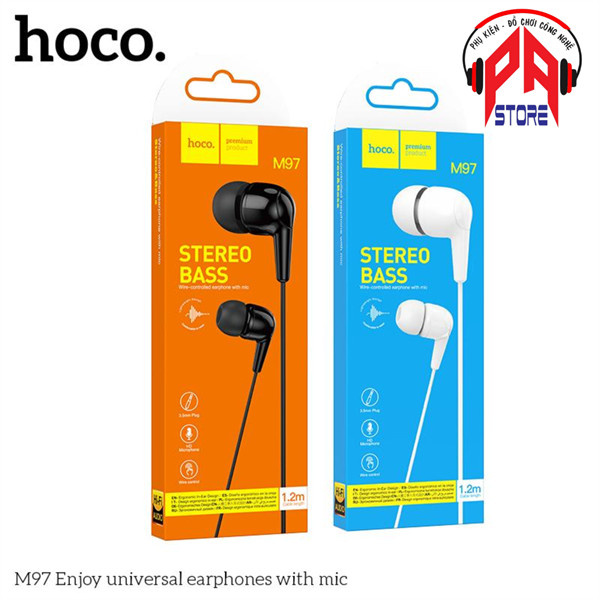 Tai nghe có dây Hoco M97 HiFi Audio có Mic, jack cắm 3.5 mm - BH 12 tháng