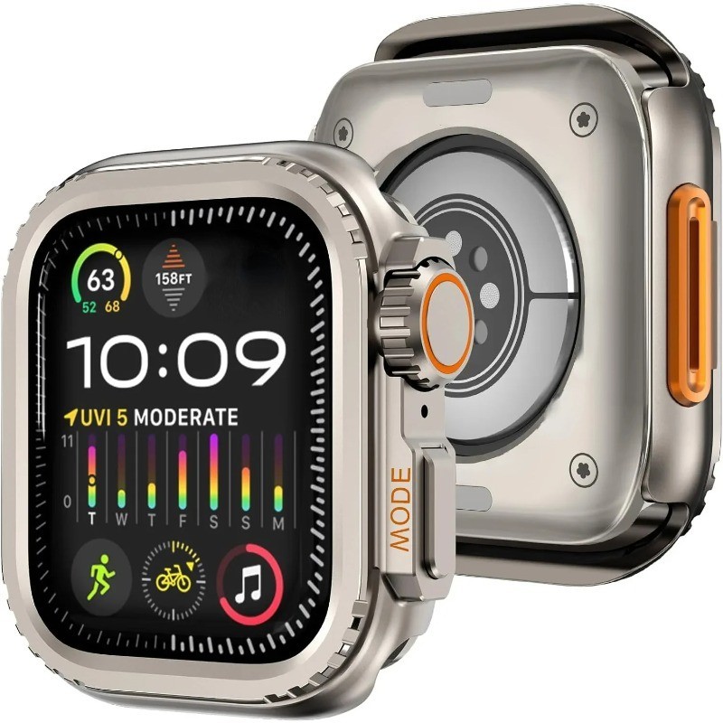 Ốp Bảo Vệ Siêu Biến Đổi Kim Loại Apple Watch Series 9 8 7 6 5 4 SE 45mm 44mm Apple Vỏ Bảo Vệ Phụ Kiệ