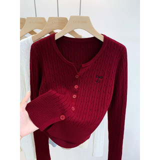  YAYUAN Retro Cổ Tròn Xoắn Dệt Kim Cardigan Nữ Phong Cách Mới Mỏng Hơn Nhìn Thời Trang Nút Áo Khoác 