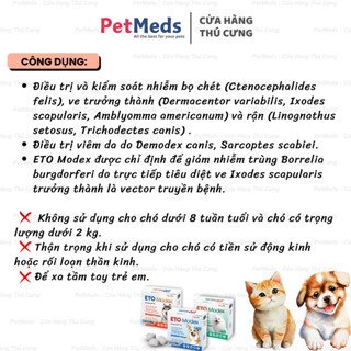 ETO Modex Viên Nhai Diệt Ve, Rận, Bọ Chét, Viêm Da Do Demodex, Sarcoptes Cho Chó