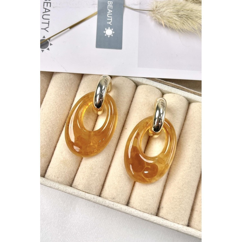 Khuyên tai hợp kim phối đá bản to BT081