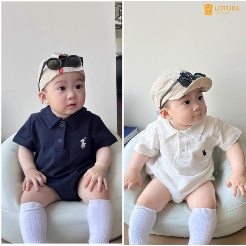 Body Chip Polo Cotton Thêu Ngựa LOTUKA Cho Bé, Bodysuit Cho Bé Trai Bé Gái, Quần Áo Trẻ Em Size 3-12kg