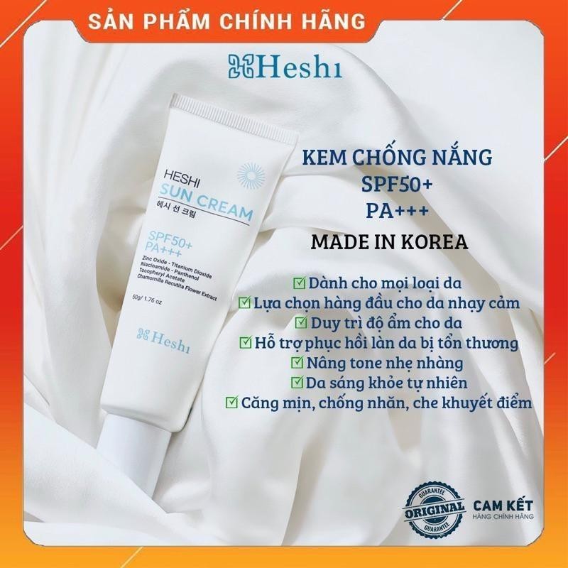 Kem Chống Nắng HESHI Sun Cream Giúp Dưỡng Ẩm, Bật Tone SPF50