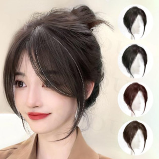 Mái giả phần mở rộng tóc giả cho phụ nữ Phần mở rộng tóc trên cùng với phần mở rộng hình trung tâm chia tám bangs, vùng phủ trắng và miếng dán tóc giả khối lượng lông mịn