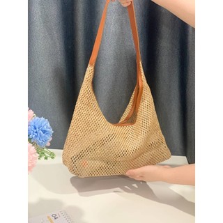 Túi xách đan rơm thời trang màu nâu cam